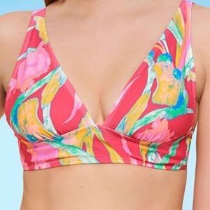 Mynah women’s bikini top. Pink tropical print size small. Bathing suit.